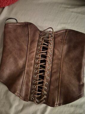 Brown Vegan Leather Tube Top Brown XS